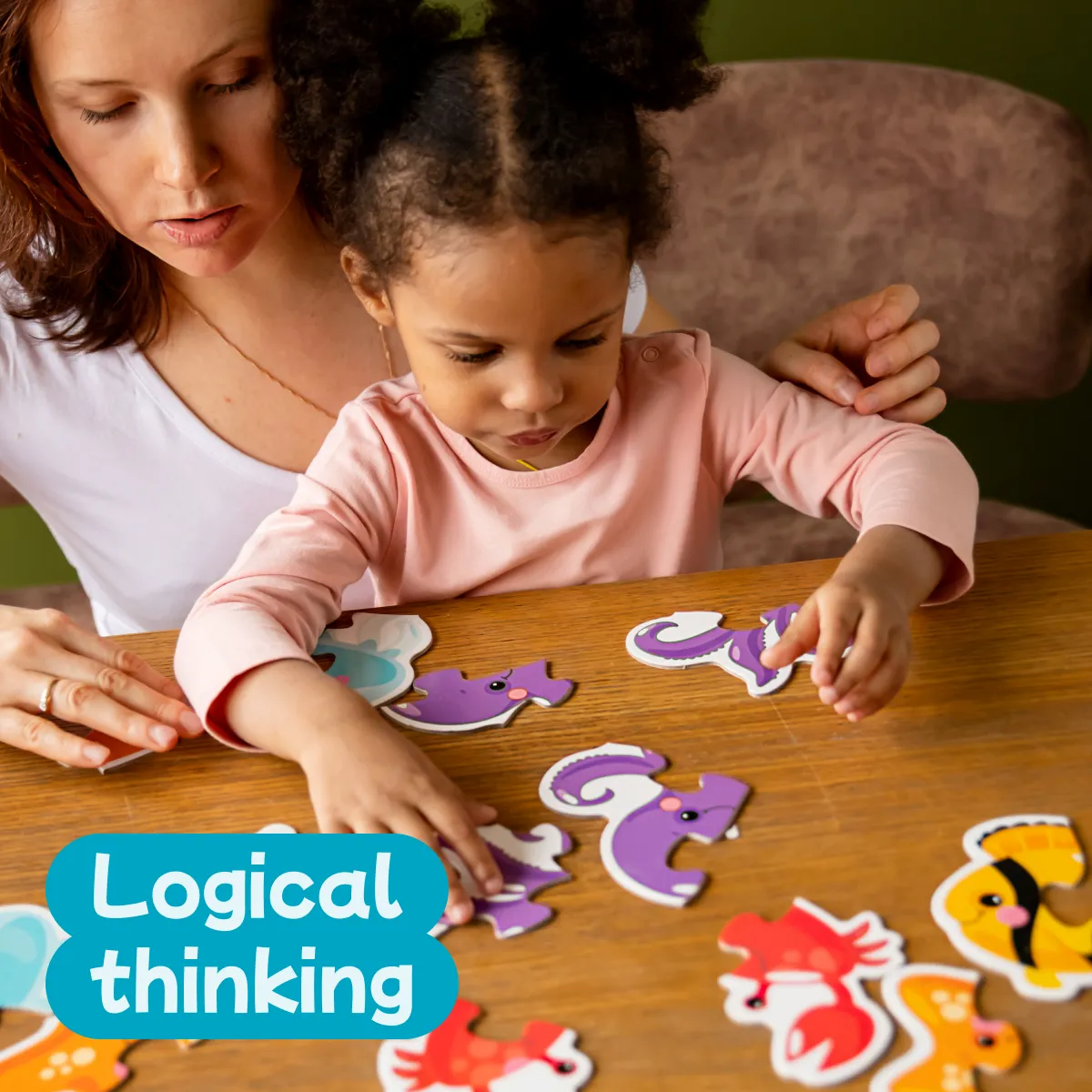 8pcs Toddler Puzzles - Farm Animals & Pets - Contour Montessori Toys for 2  Years - Bright & Colorful
