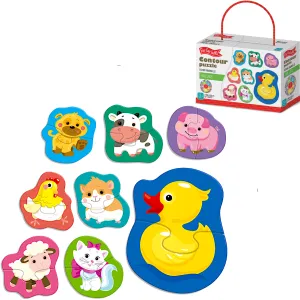 8pcs Toddler Puzzles - Farm Animals & Pets - Contour Montessori Toys for 2  Years - Bright & Colorful
