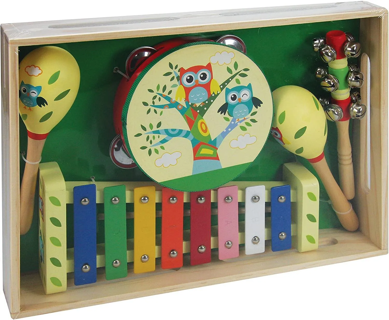 A B Gee LXS0167 Wooden Musical Instrument Set with Owl Design