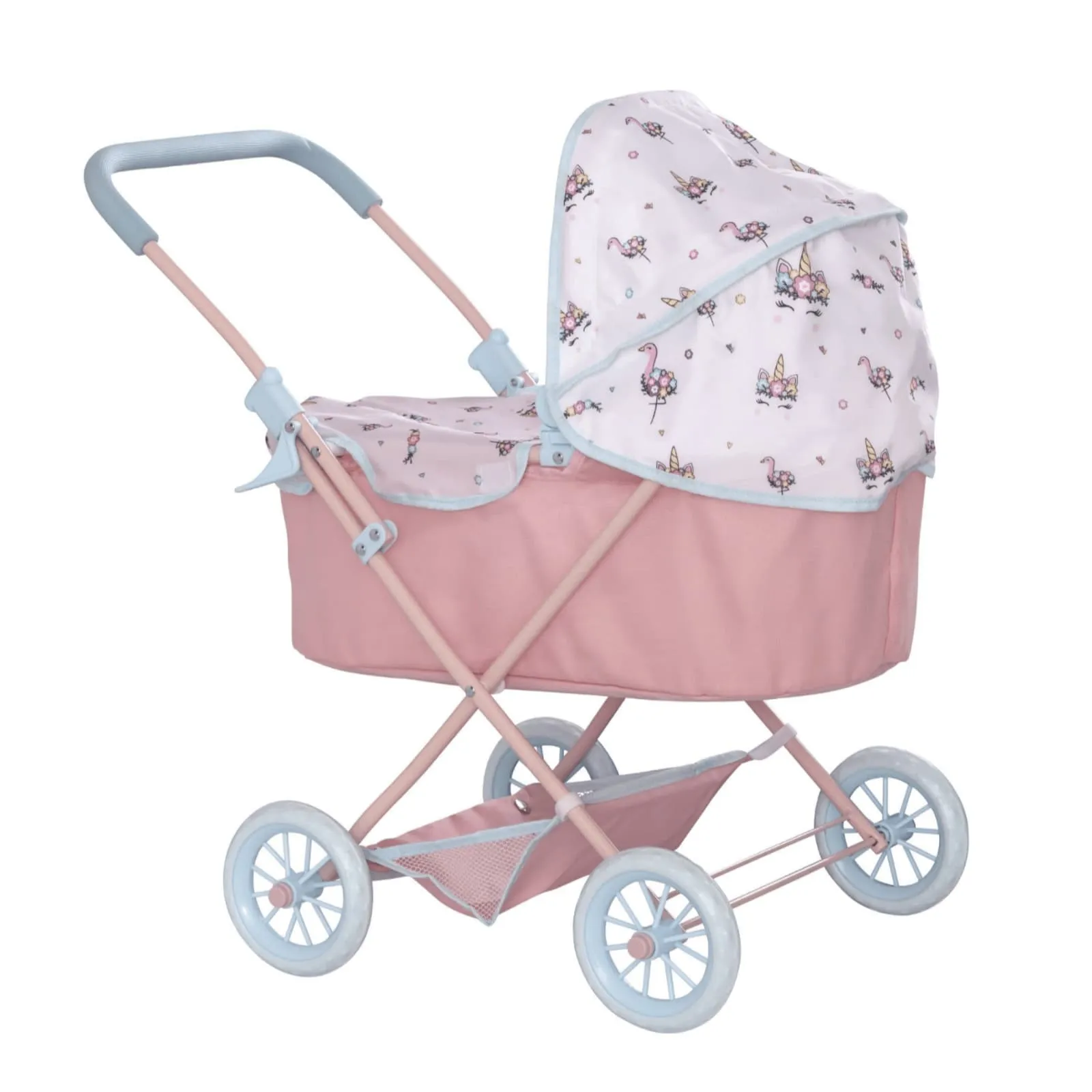 BabyBoo Junior Roamer Deluxe Doll Pram Unicorn & Flamingo Pattern Matching Changing Bag