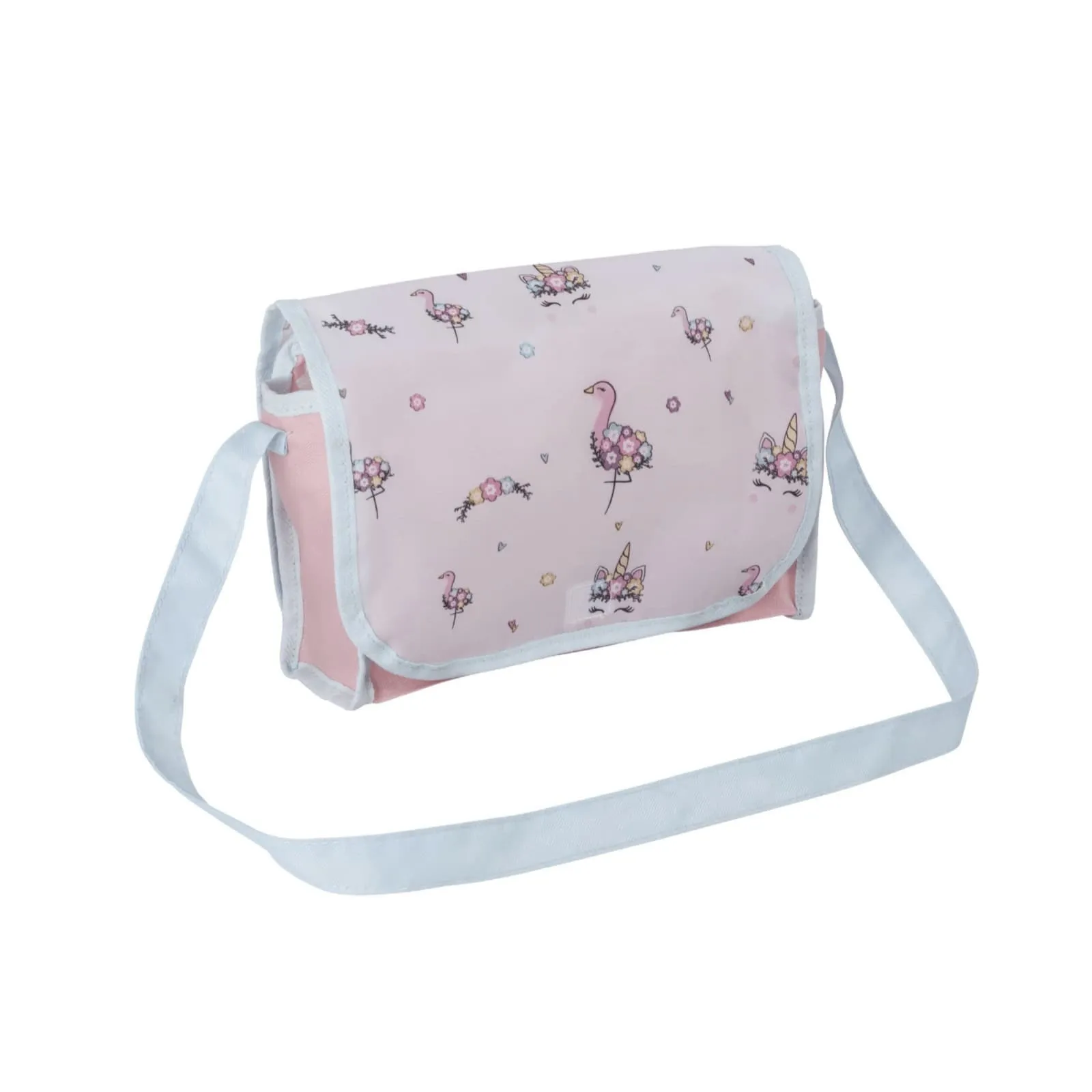 BabyBoo Junior Roamer Deluxe Doll Pram Unicorn & Flamingo Pattern Matching Changing Bag