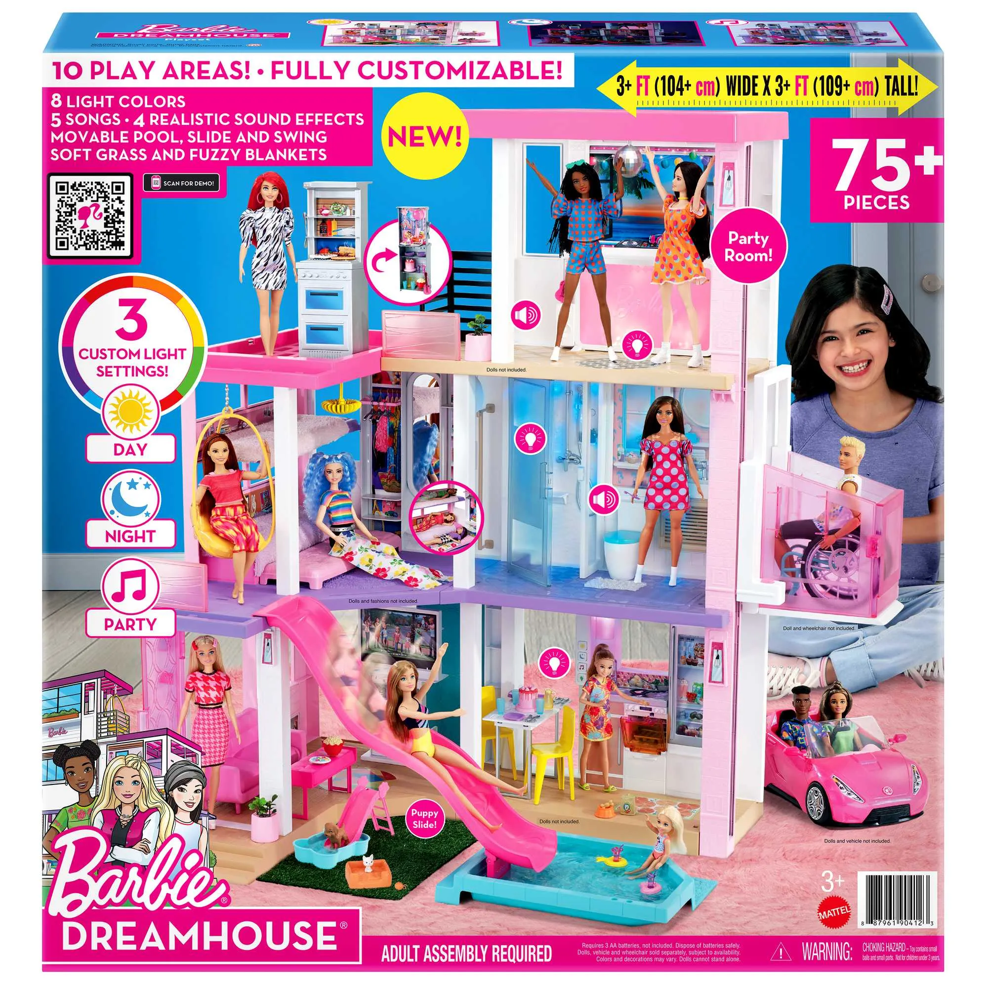 Barbie Dreamhouse Dollhouse With 75  Accessories & Wheelchair Accessible Elevator, Lights, Sounds, Music
