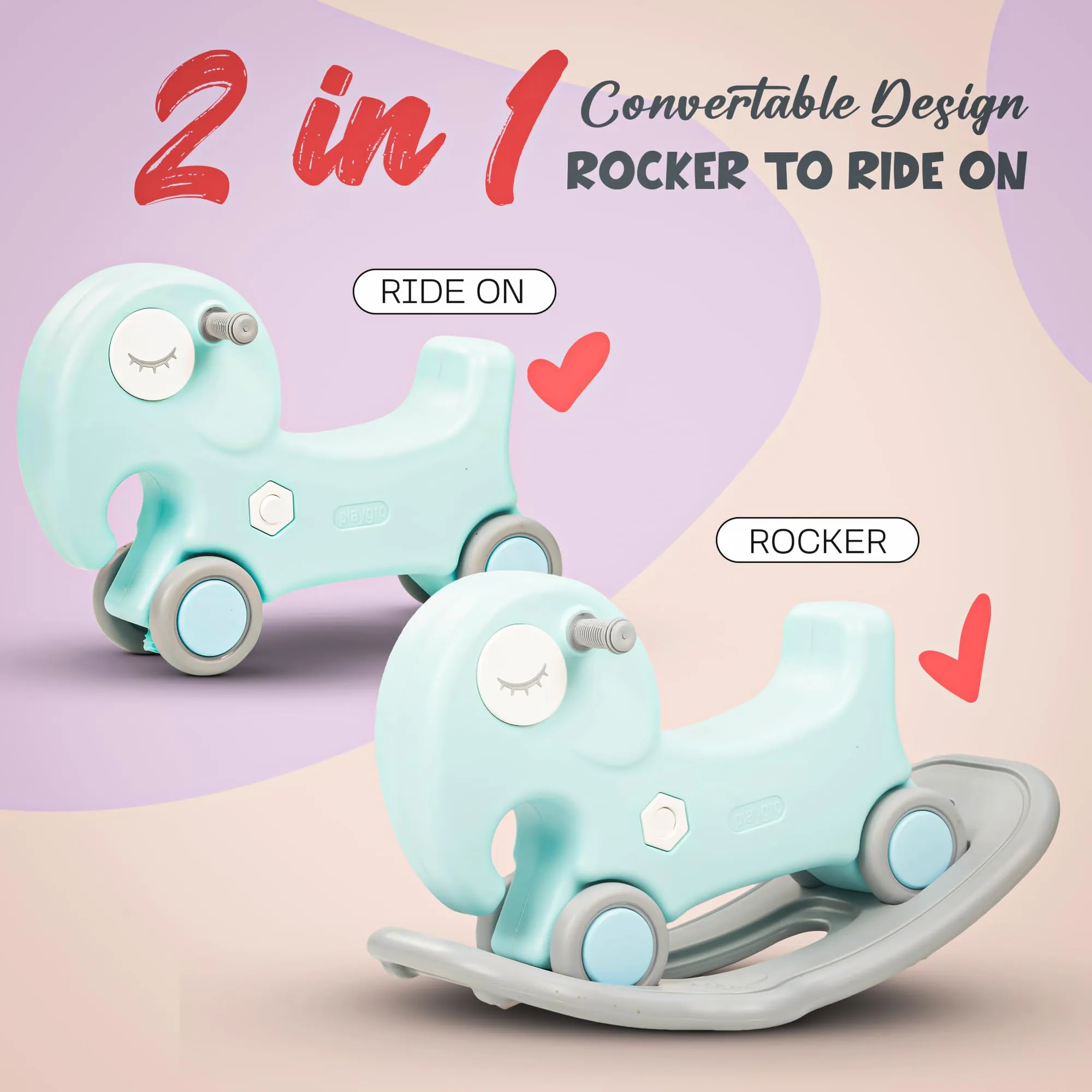 Baybee 2 in 1 Baby Horse Push Ride on Car with Rocker for Kids with Anti slip Handle (Horse)