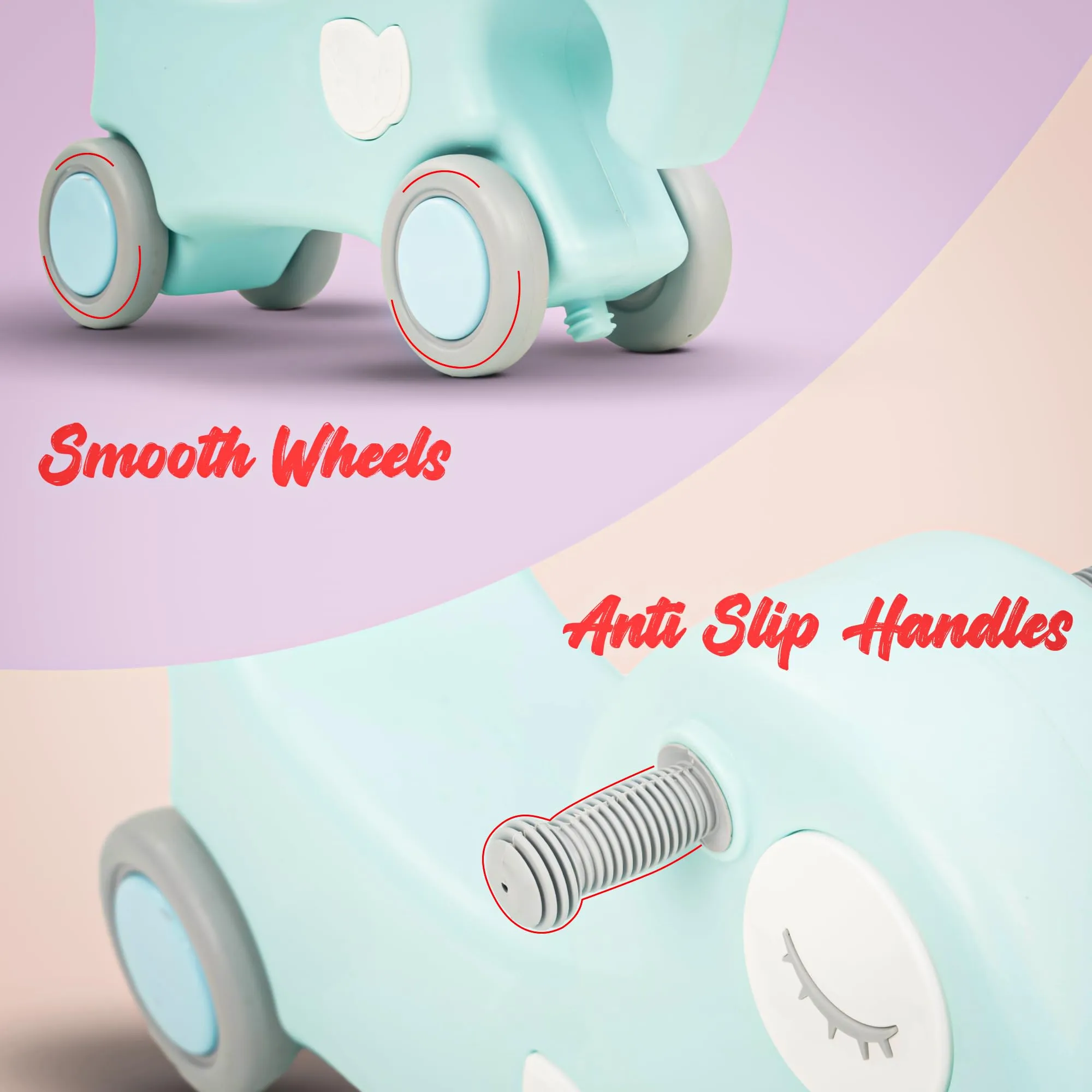 Baybee 2 in 1 Baby Horse Push Ride on Car with Rocker for Kids with Anti slip Handle (Horse)