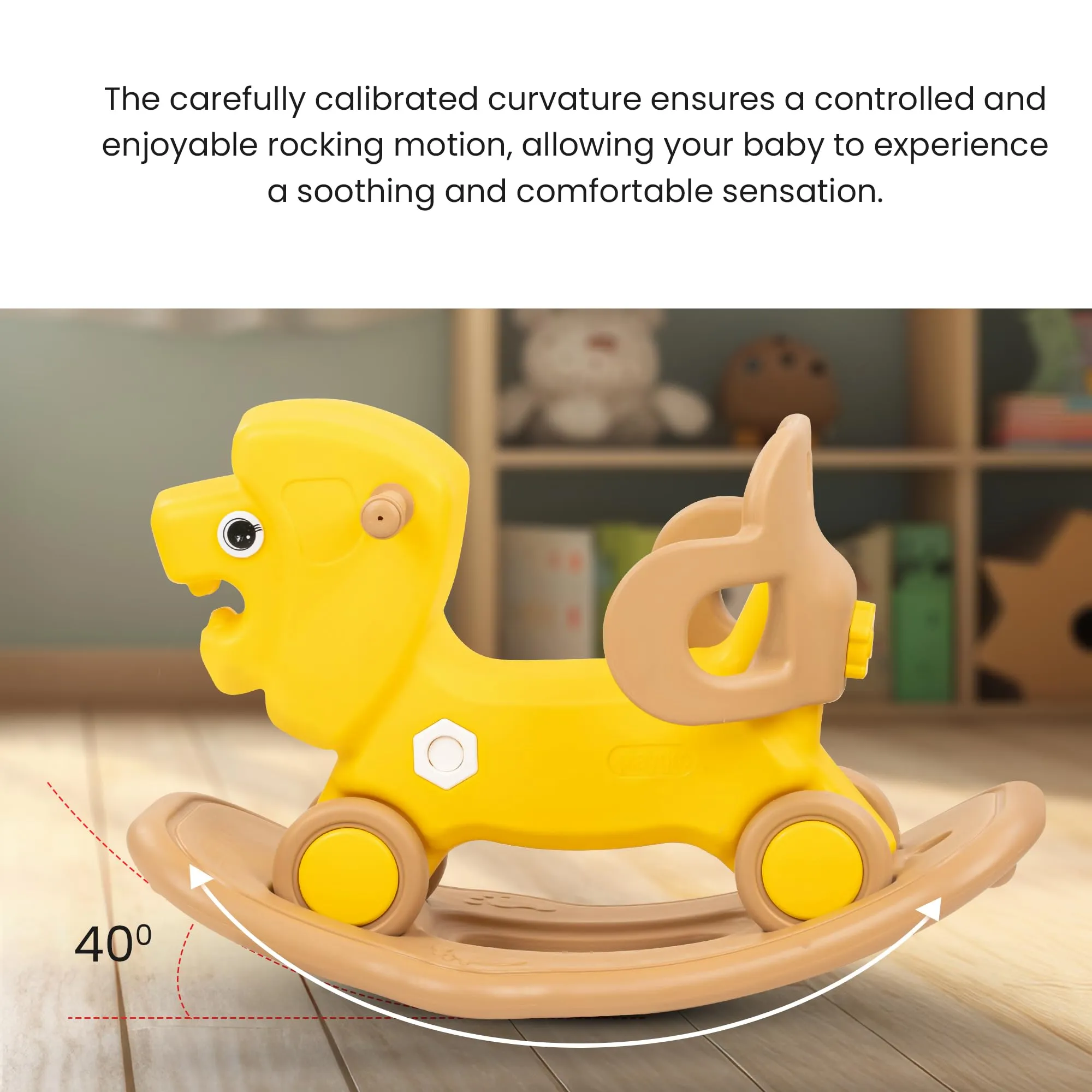 Baybee 2 in 1 Baby Horse Push Ride on Car with Rocker for Kids with Handle & Safety Guardrail (Lion)