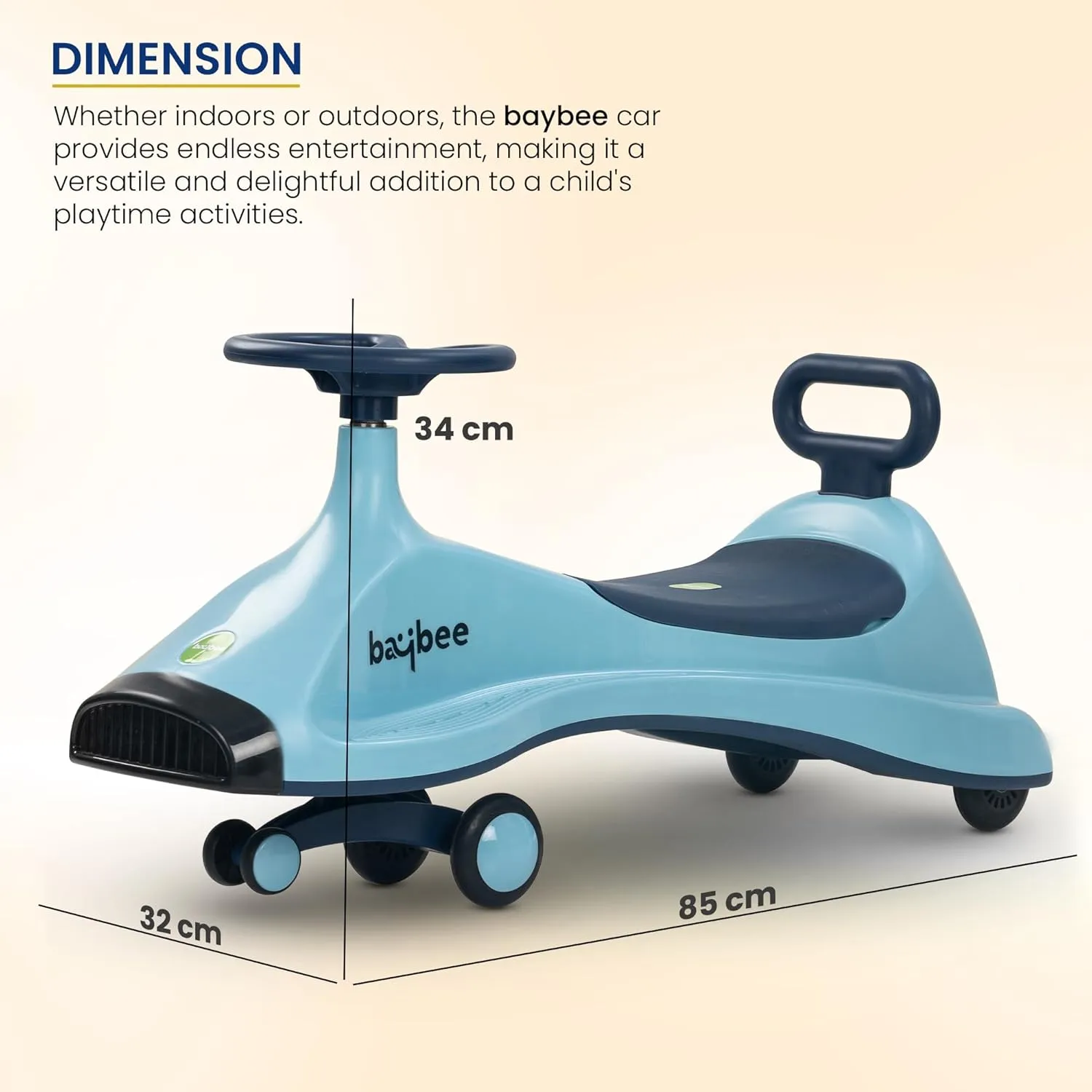Baybee Primo Kids Magic Swing Cars for Kids | Push Ride on Baby Car with 360° Steering, LED Lights, Music & Storage, Twister Ride on Toy Kids Car