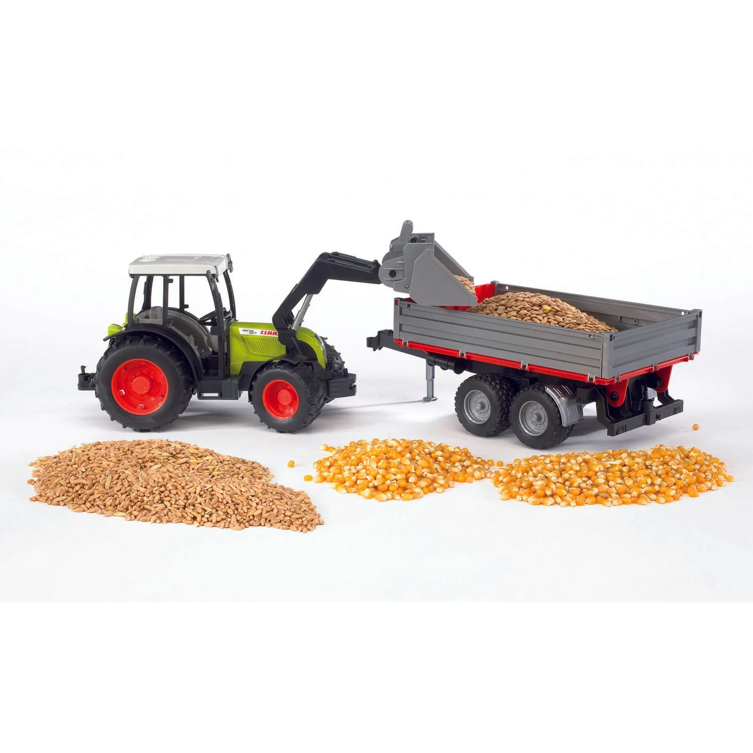 Bruder Claas Nectis 267 F Farm Tractor with Frontloader and Trailer