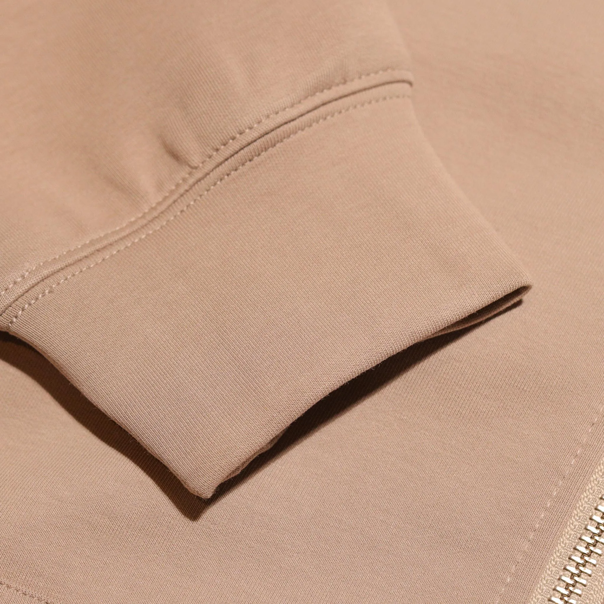 Embroidered H 2-Way Zip-Up Hoodie Latte