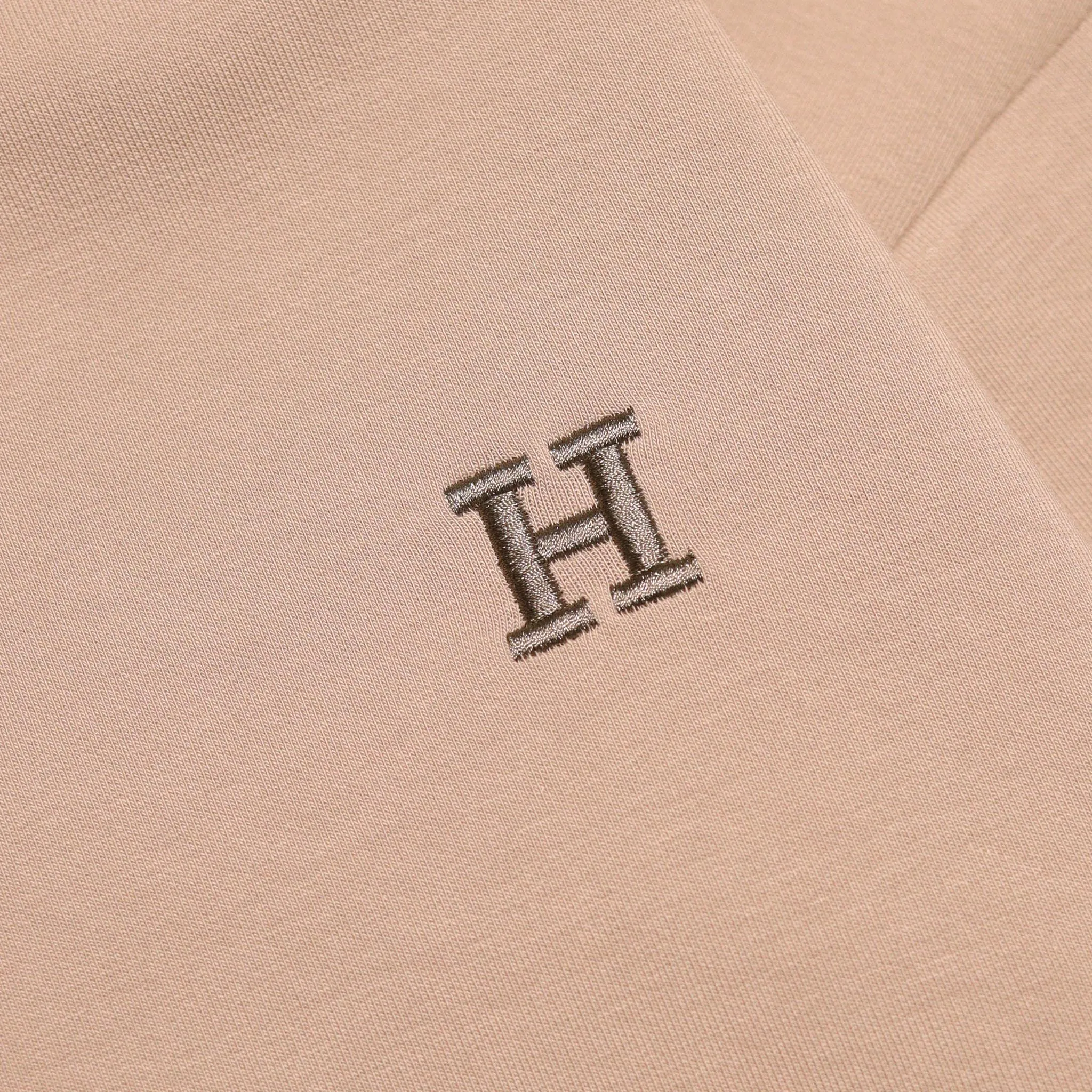 Embroidered H 2-Way Zip-Up Hoodie Latte