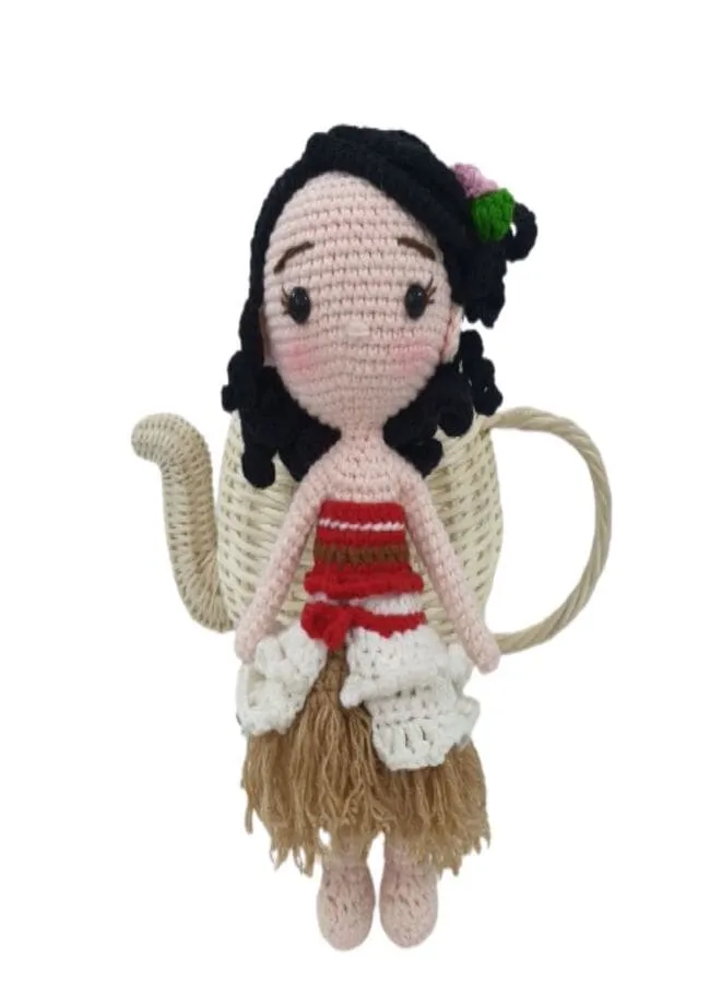 Handmade Natural Cotton Moana Amigurumi Crochet Doll for Kids and Adults, 25cm