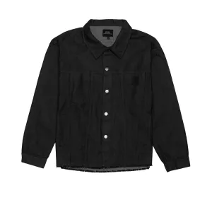 HOMME  Boxy Raw Edge Denim Jacket Black