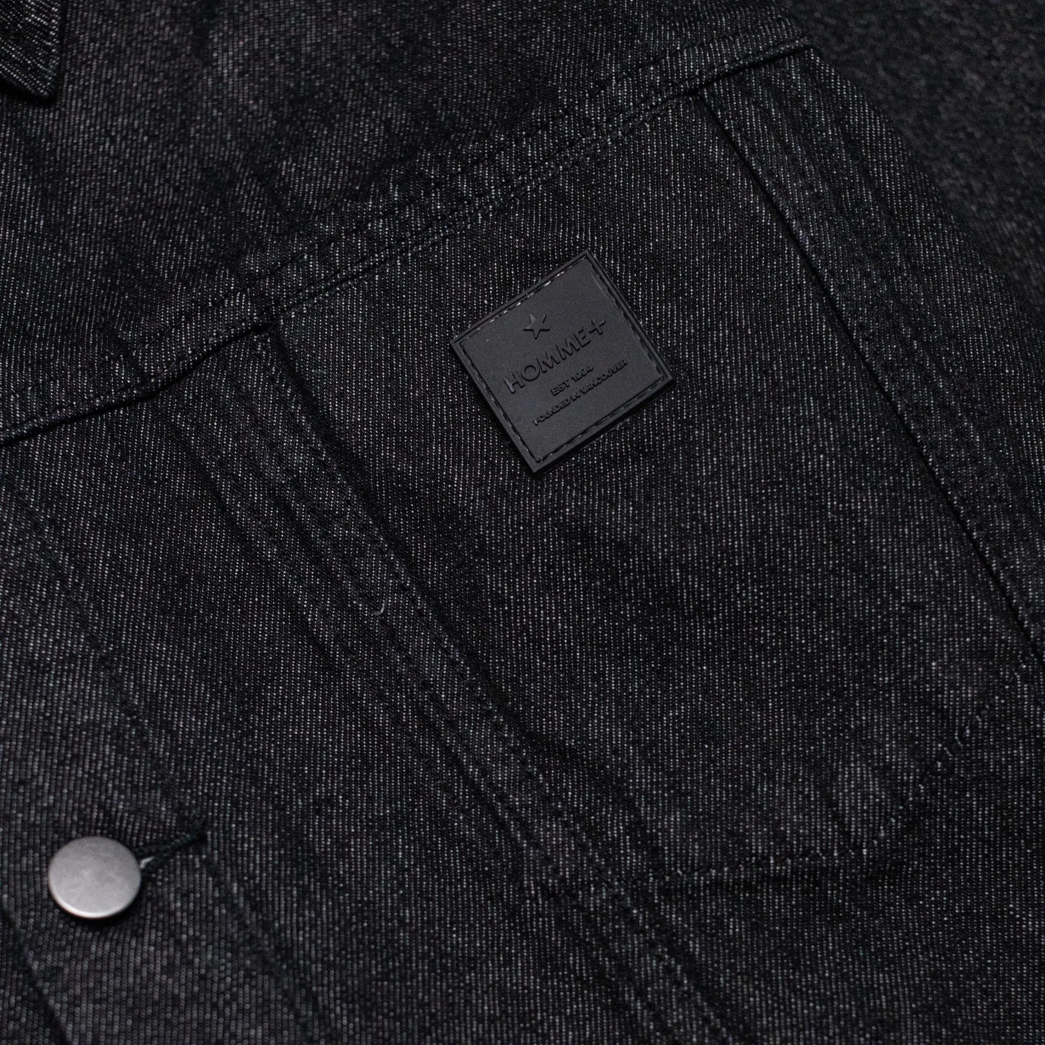 HOMME  Boxy Raw Edge Denim Jacket Black