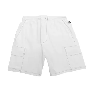 HOMME  Contrast Stitch Cargo Shorts White