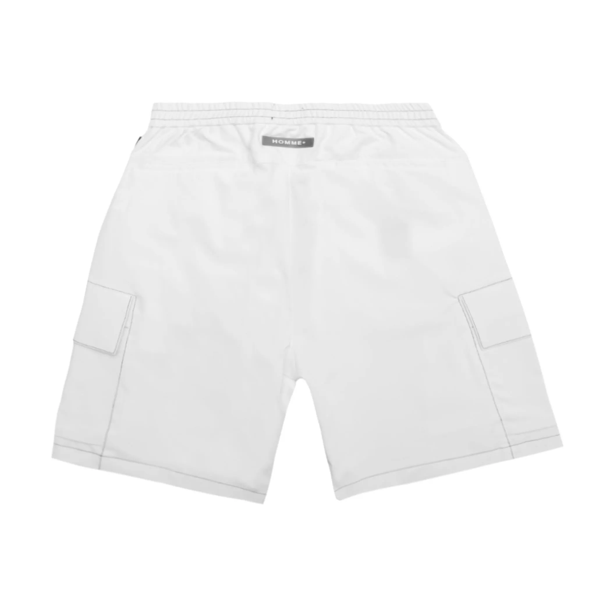 HOMME  Contrast Stitch Cargo Shorts White