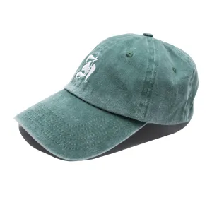 HOMME  Old English Acid Wash Cap Green