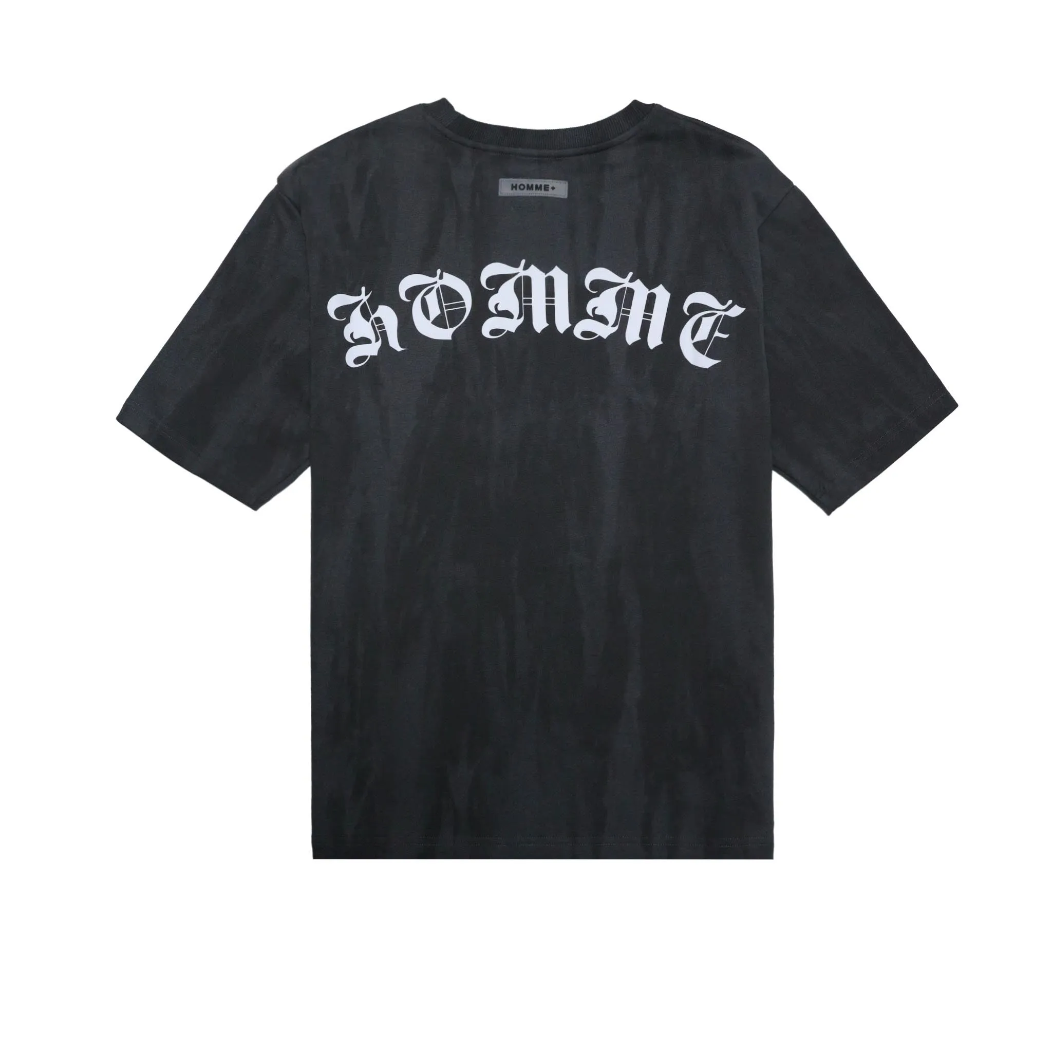 HOMME  Old English Acid Wash Tee Charcoal