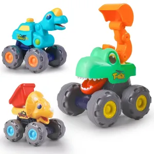 iPlay iLearn Dinosaur Truck Toys - Pull Back Dino Cars