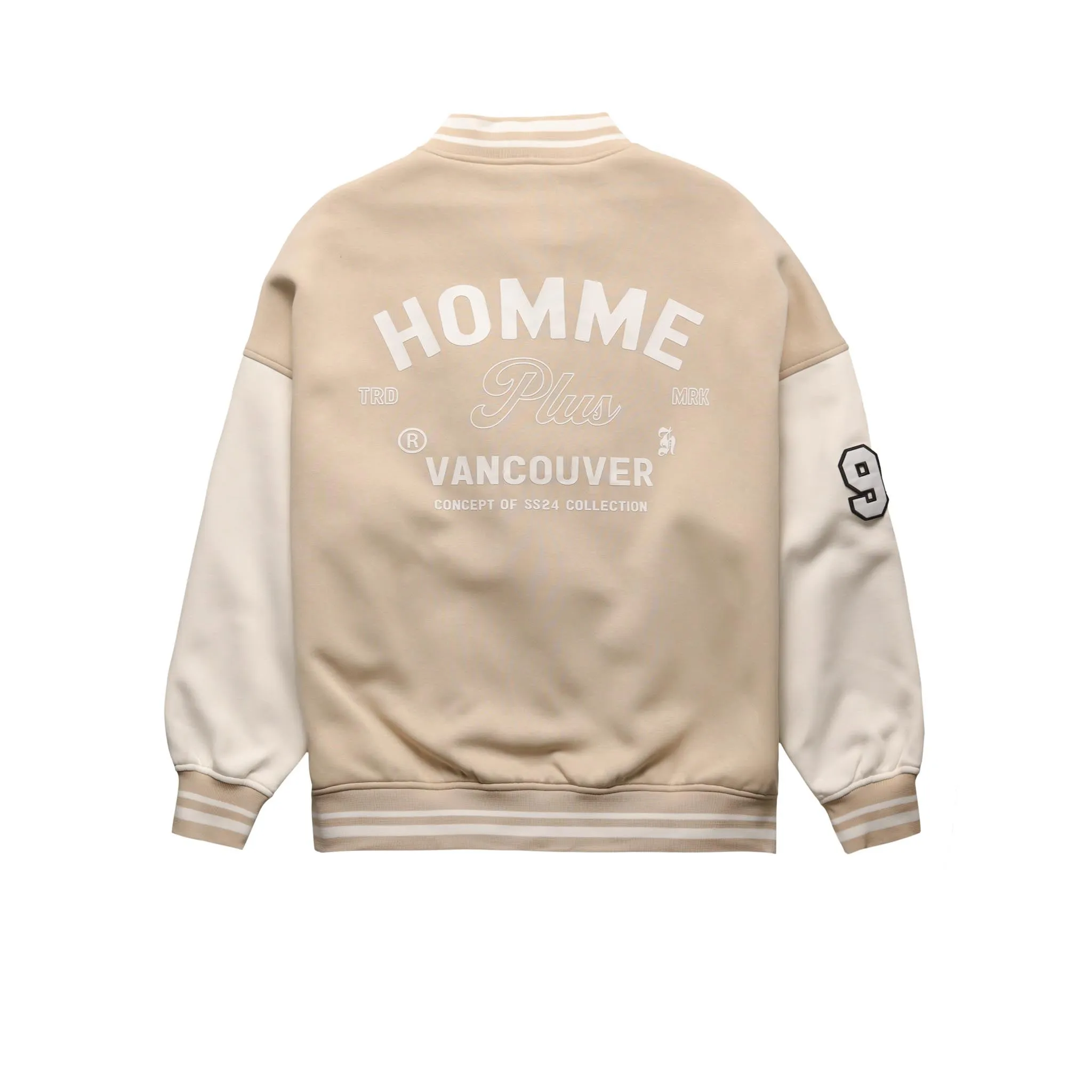 Knit Varsity Jacket Light Beige
