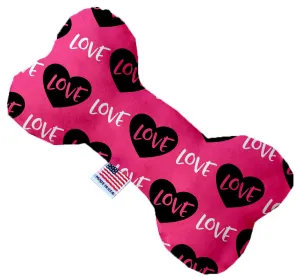 Pink Love 8 Inch Canvas Bone Dog Toy