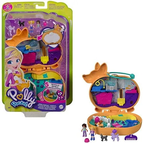 Polly Pocket Corgi Cuddles Compact with Pet Hotel Theme