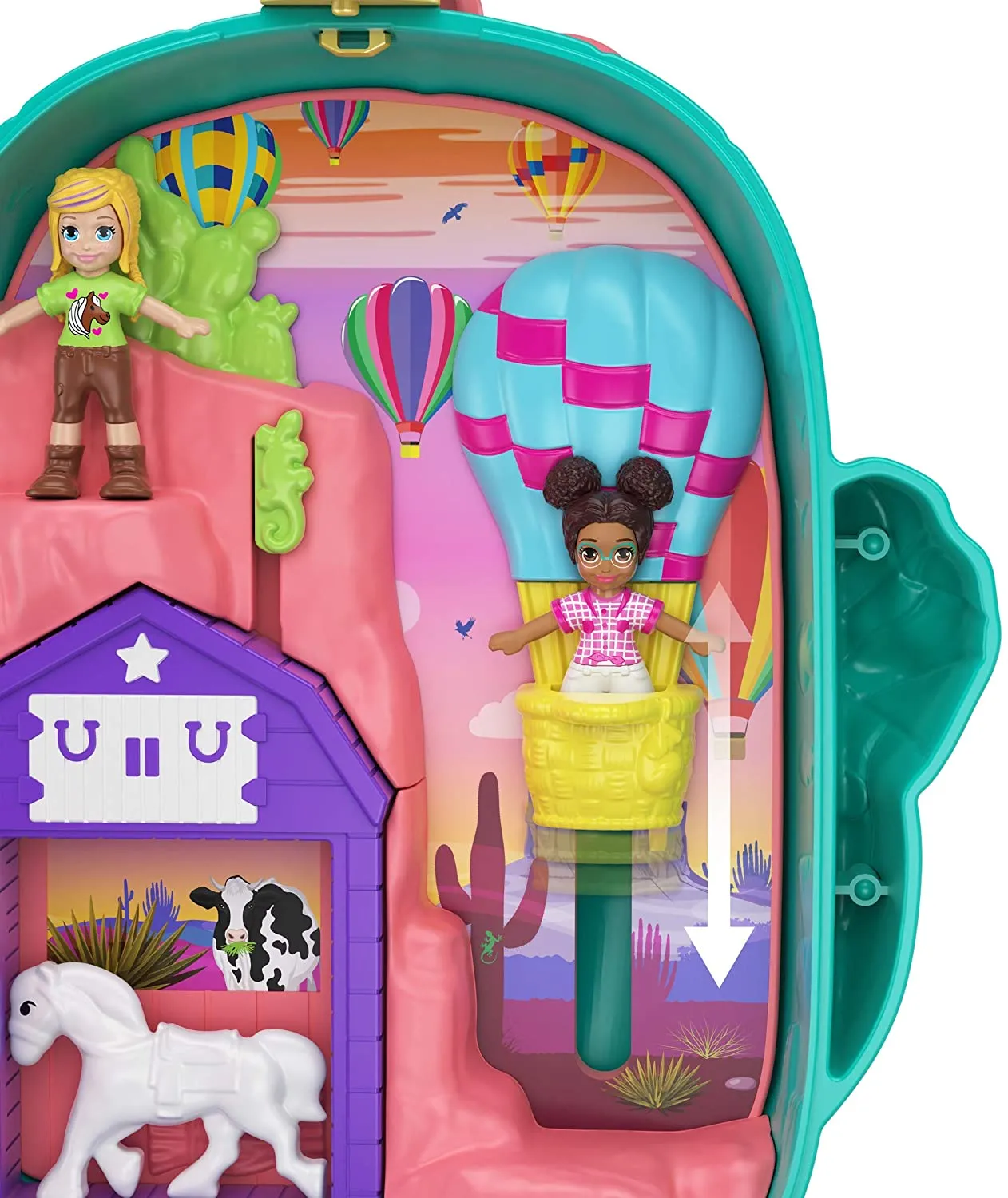 Polly Pocket World Cactus Cowgirl Ranch Compact with Fun Reveals