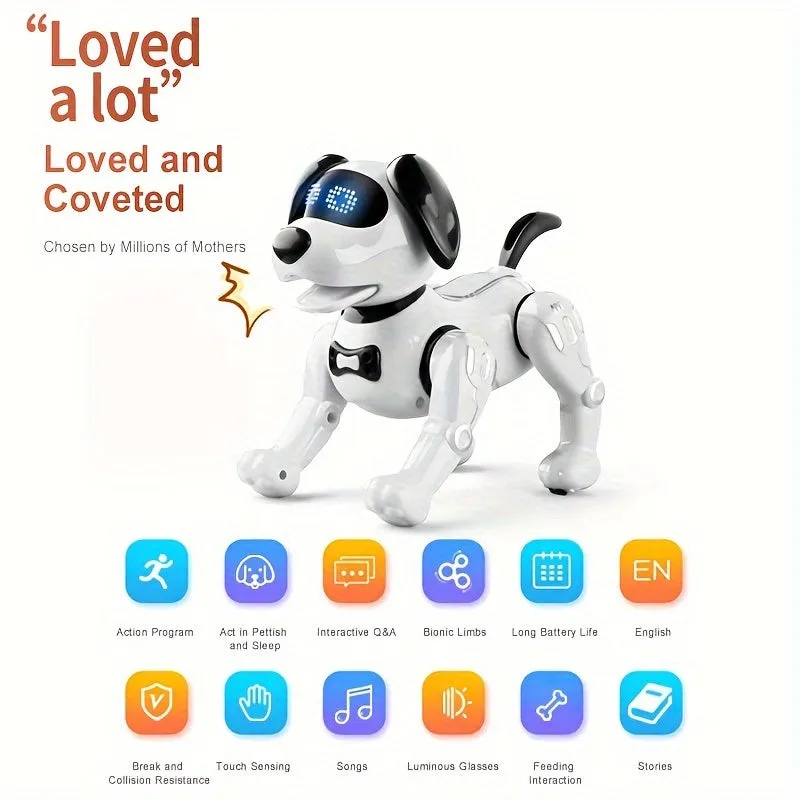 Remote Control Robot Dog Toy, Programmable Interactive & Smart Dancing Robots, RC Stunt Toy Dog With Sound LED Eyes, Electronic Pets Toys Robotic Dogs For Gifts