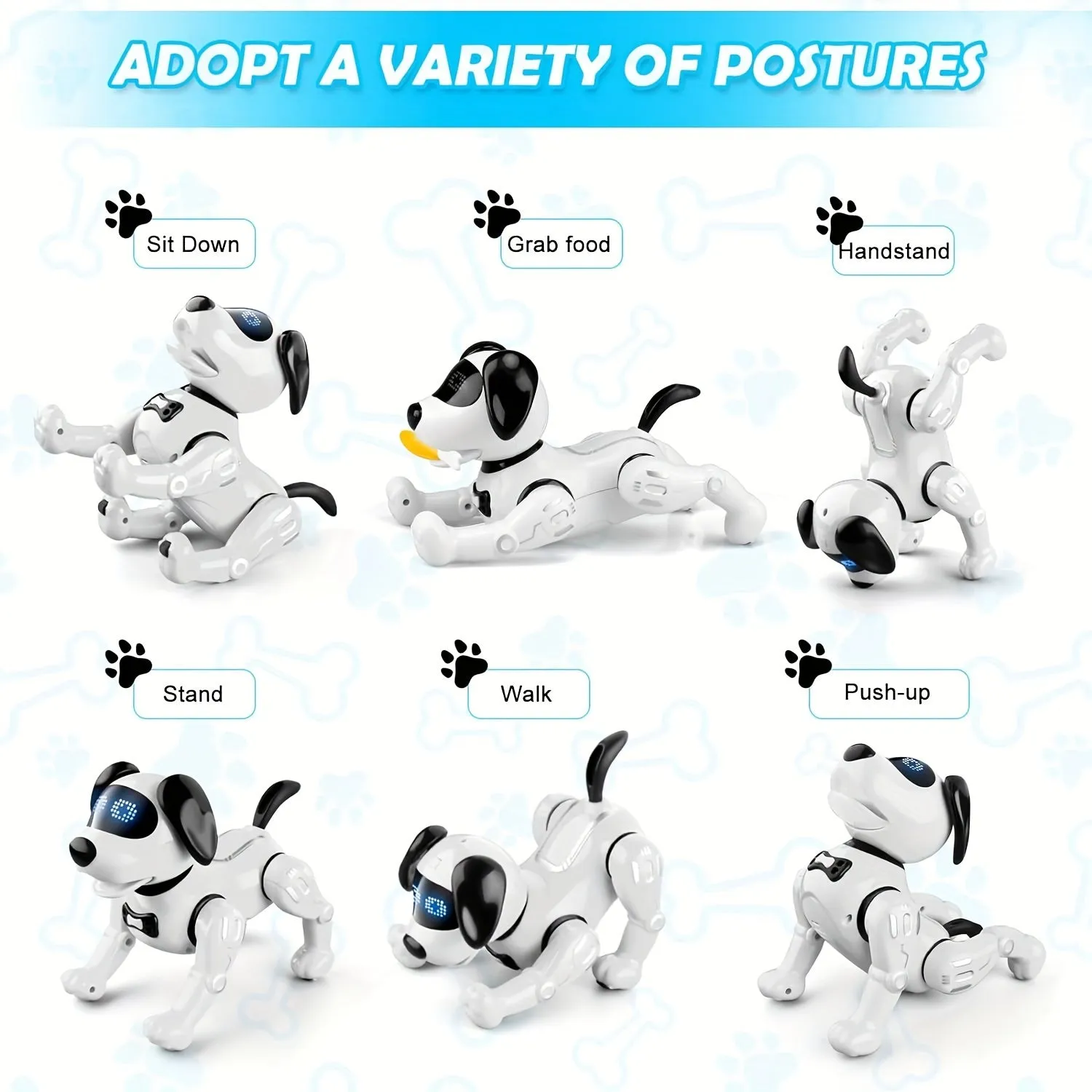 Remote Control Robot Dog Toy, Programmable Interactive & Smart Dancing Robots, RC Stunt Toy Dog With Sound LED Eyes, Electronic Pets Toys Robotic Dogs For Gifts