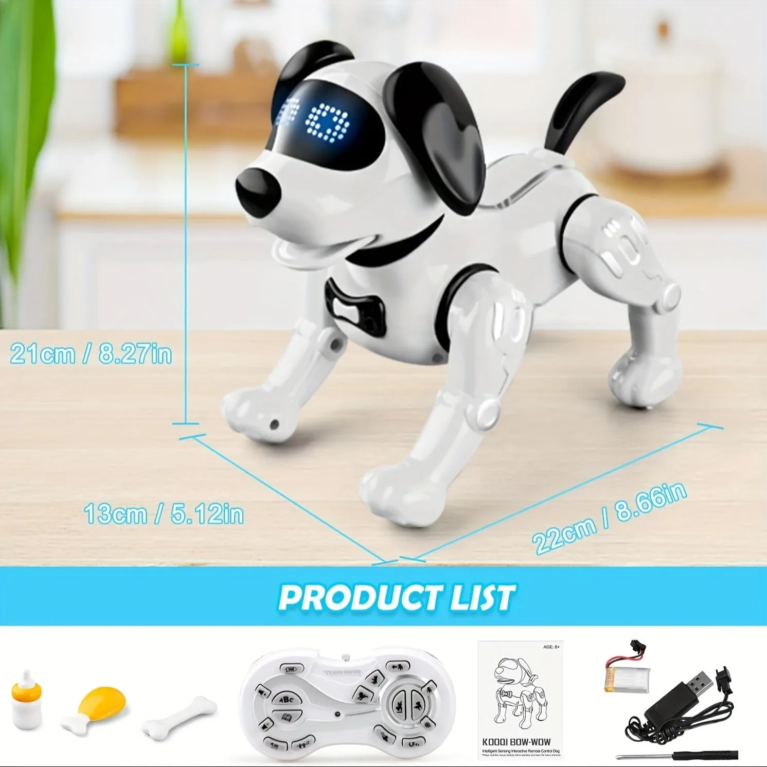 Remote Control Robot Dog Toy, Programmable Interactive & Smart Dancing Robots, RC Stunt Toy Dog With Sound LED Eyes, Electronic Pets Toys Robotic Dogs For Gifts