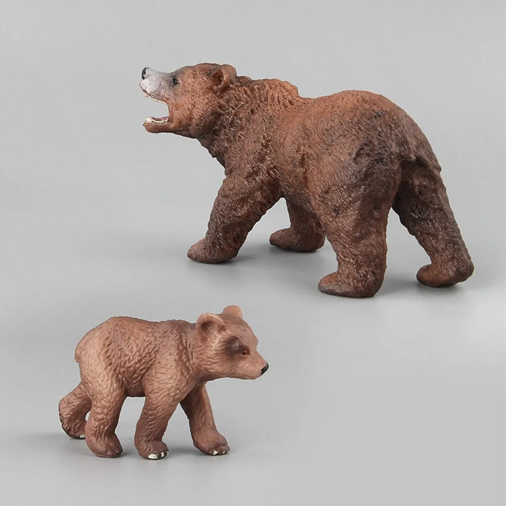 Simulation of wild animal model bear toy children baby brown bear fun toy figure home decorations collection enthusiasts