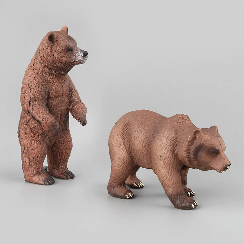 Simulation of wild animal model bear toy children baby brown bear fun toy figure home decorations collection enthusiasts