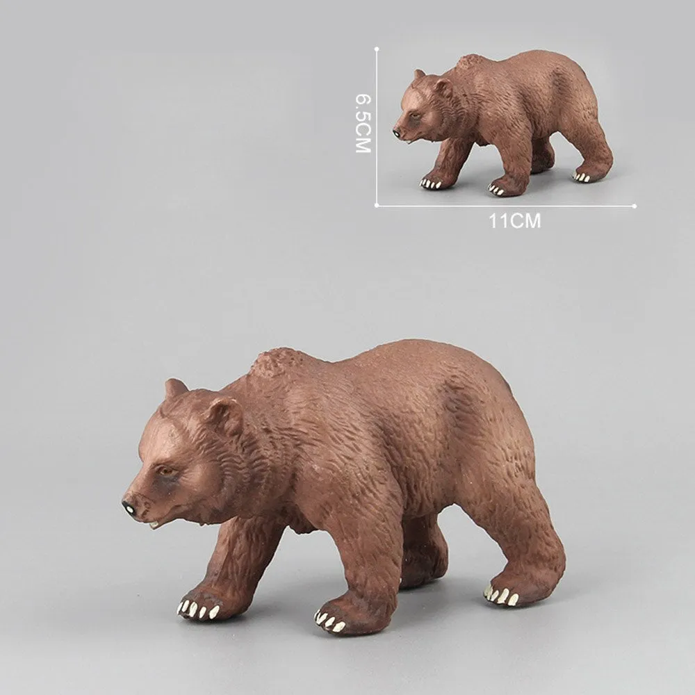 Simulation of wild animal model bear toy children baby brown bear fun toy figure home decorations collection enthusiasts