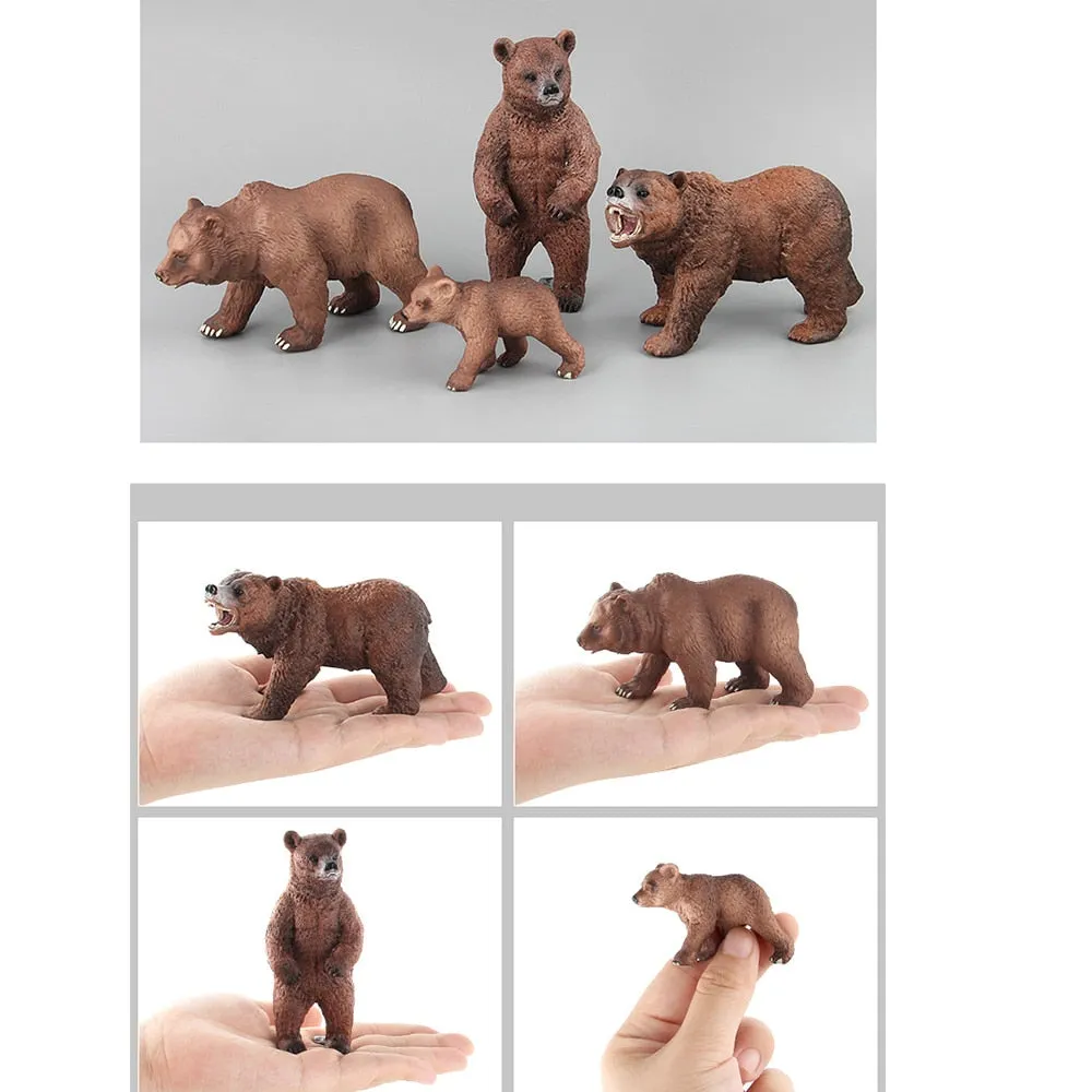 Simulation of wild animal model bear toy children baby brown bear fun toy figure home decorations collection enthusiasts
