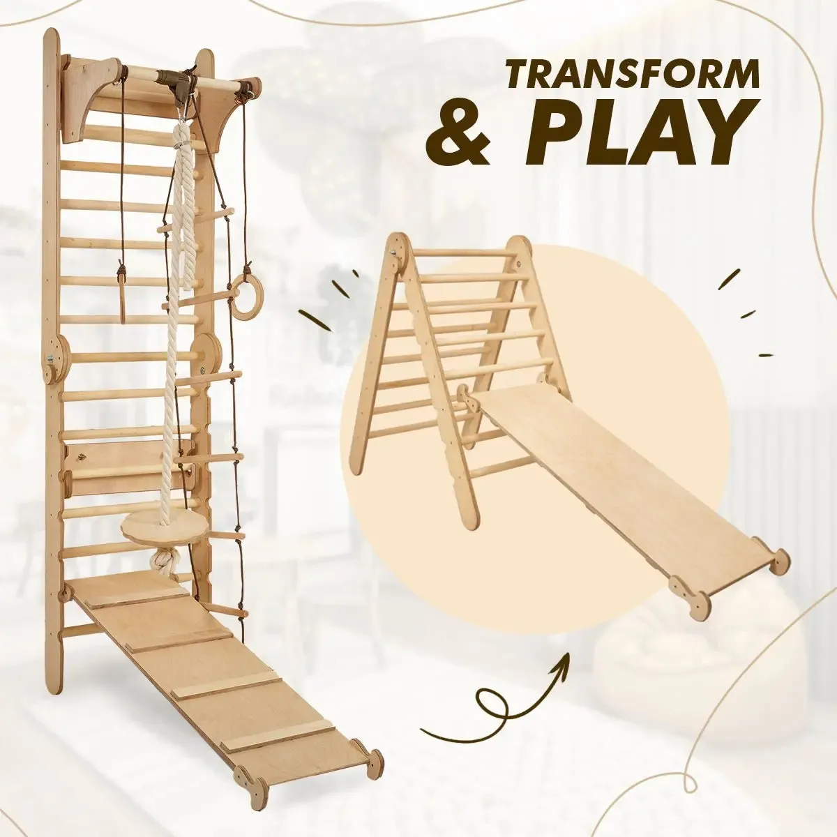 Swedish Ladder Set   Swing Gym 3in1   Slide Board   Triangle Ladder