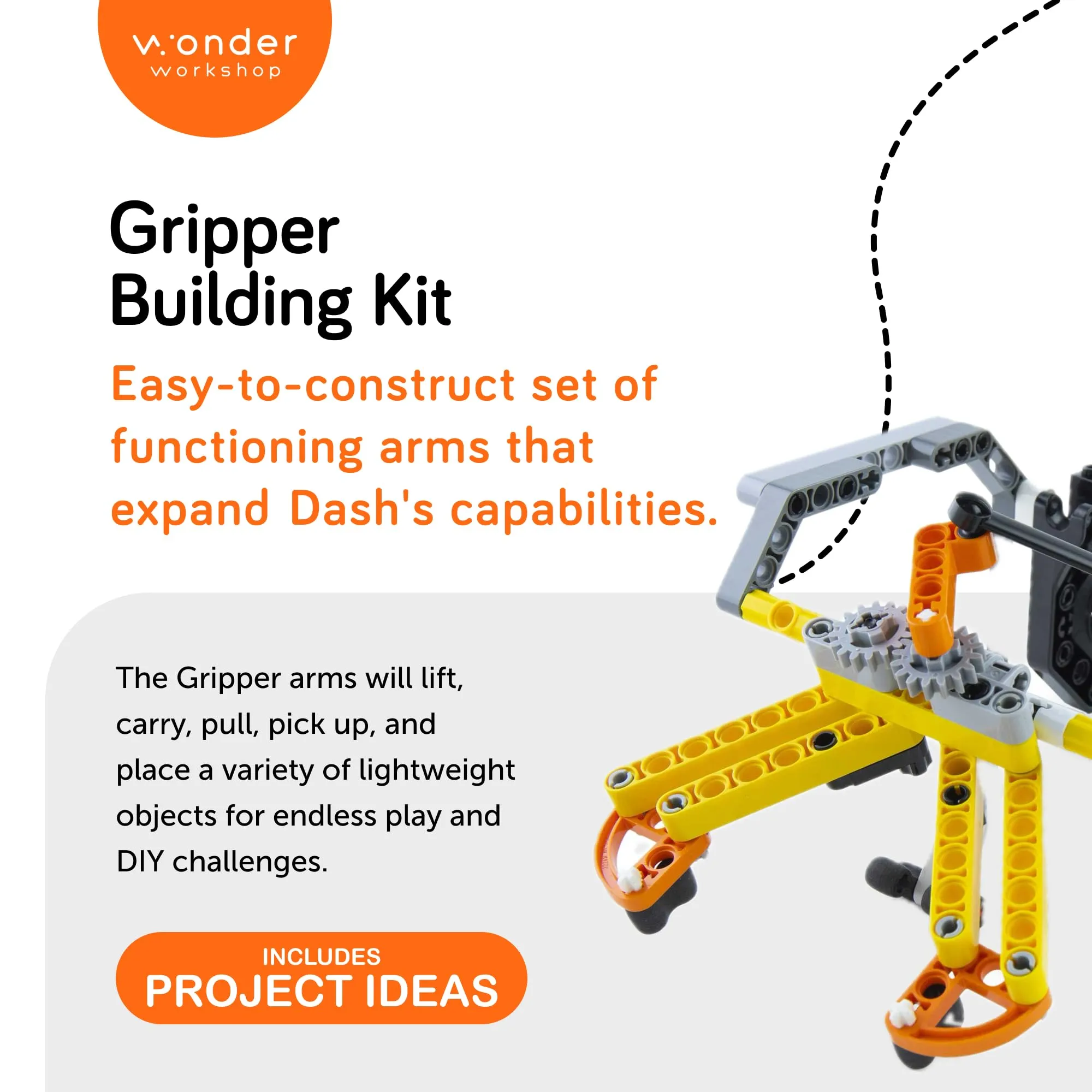 Wonder Workshop Dash Robot Wonder Pack – Coding Educational Bundle for Kids 6  – Free STEM Apps with Instructional Videos - Launcher Toy, Sketch Kit Drawing, Gripper Building
