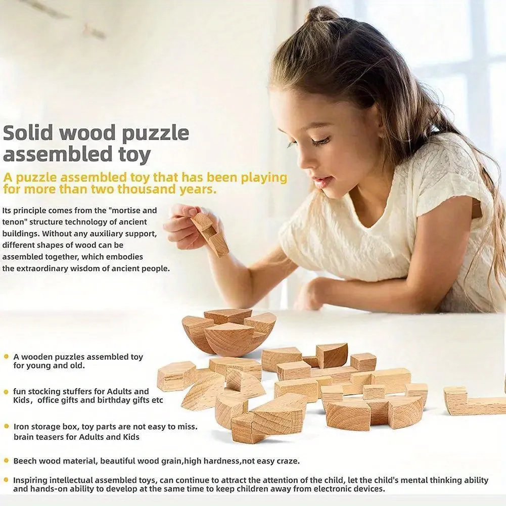 Wooden Kong Ming Lock Puzzle Toy Perfect Holiday Gift