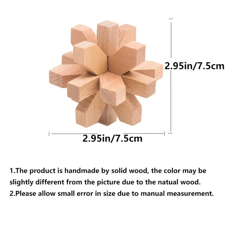 Wooden Kongming Lock 3D Brain Teaser Puzzle for Desktop Fun
